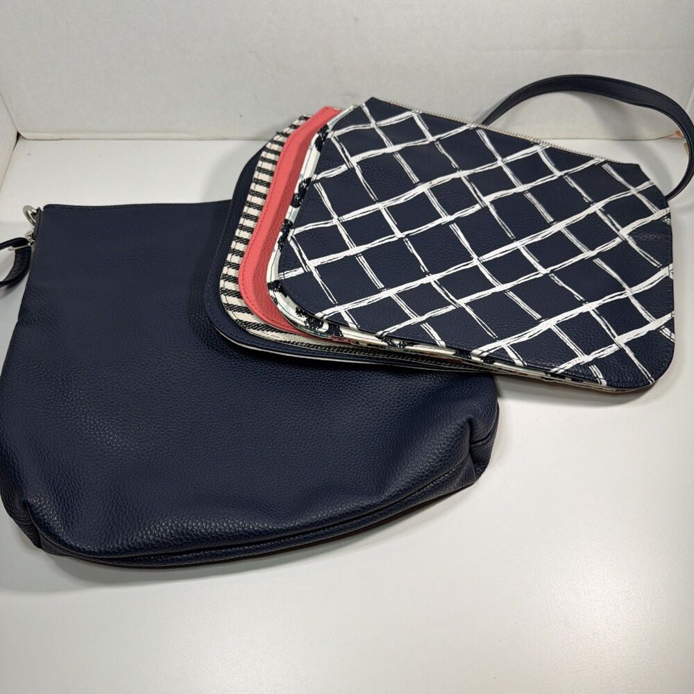 Studio Thirty-One Midnight Blue Vegan Leather Purse Bag & 6 Changeable Flaps Lot